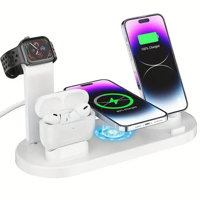 Carregador sem fio [5 em 1] iPhone 15 14 13 12 11 X Apple Watch Airpods
